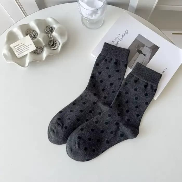 Chaussettes grises en coton pour femmes, pour le sport, printemps et automne, imprimé nœud papillon,