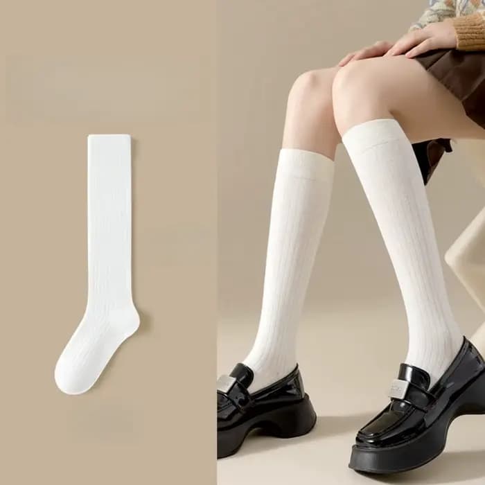 Chaussettes pour femmes, couleur unie, style universitaire JK, douces, confortables, absorbant la tr
