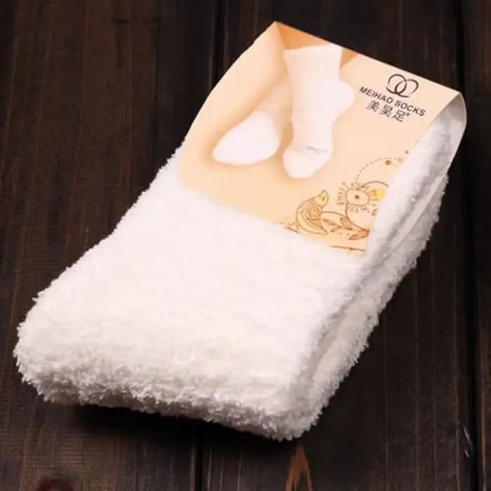 Chaussettes de lit pour femmes, couleur unie, chaudes et moelleuses, cadeau de Noël, chaussettes dou