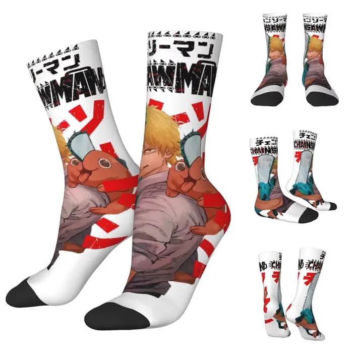 Chaussettes unisexes Anime Chainsaw Man Acid, impression 3D de cyclisme Happy Socks Street Style Eli