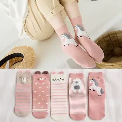Lot de 5 paires de chaussettes 100% coton pour enfant, unisexe, pour fille et garçon, doux, hiver, m