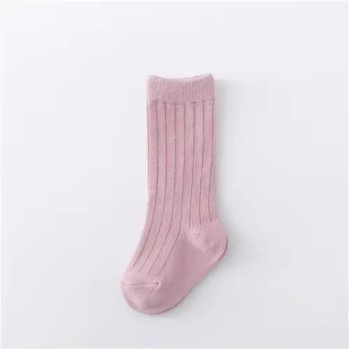 Chaussettes en coton à rayures solides pour garçon et fille de 0 à 5 ans, souples, longues au genou,
