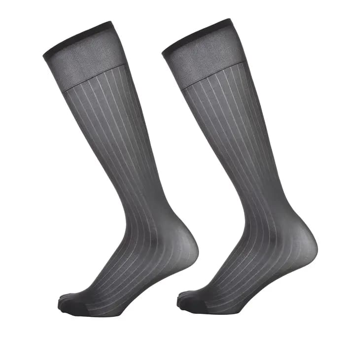 Chaussettes de costume d'affaires pour hommes, chaussettes Ultra-fines à Tube Long, bas transparents