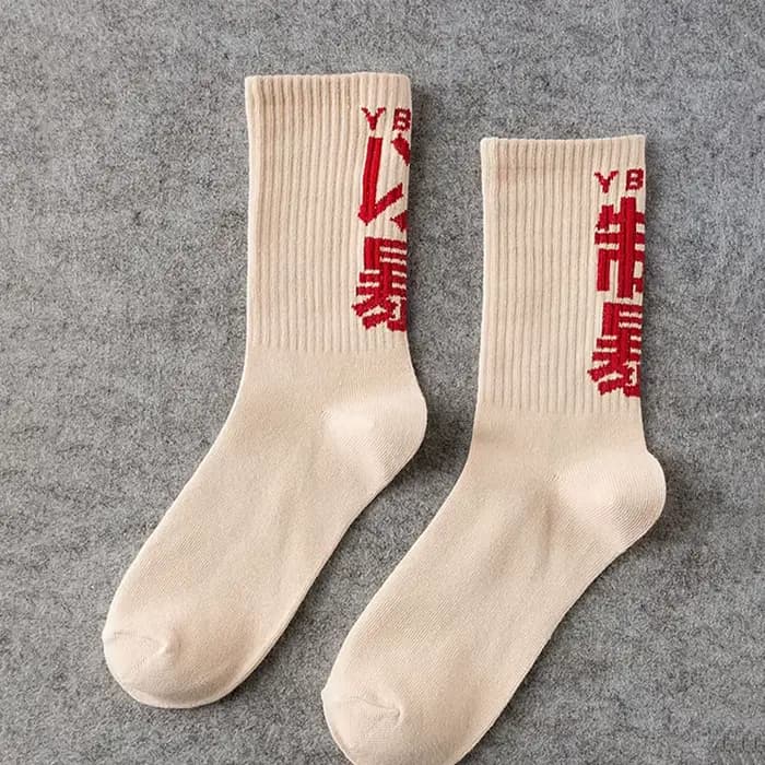 Chaussettes Hip Hop pour hommes, en coton de haute qualité, caractères chinois, Streetwear, chausset