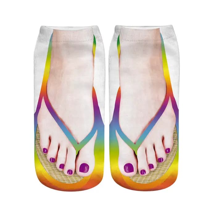 Chaussettes de manucure imprimées à motif 3d, tongs, chaussettes de course cachées amusantes, tendan