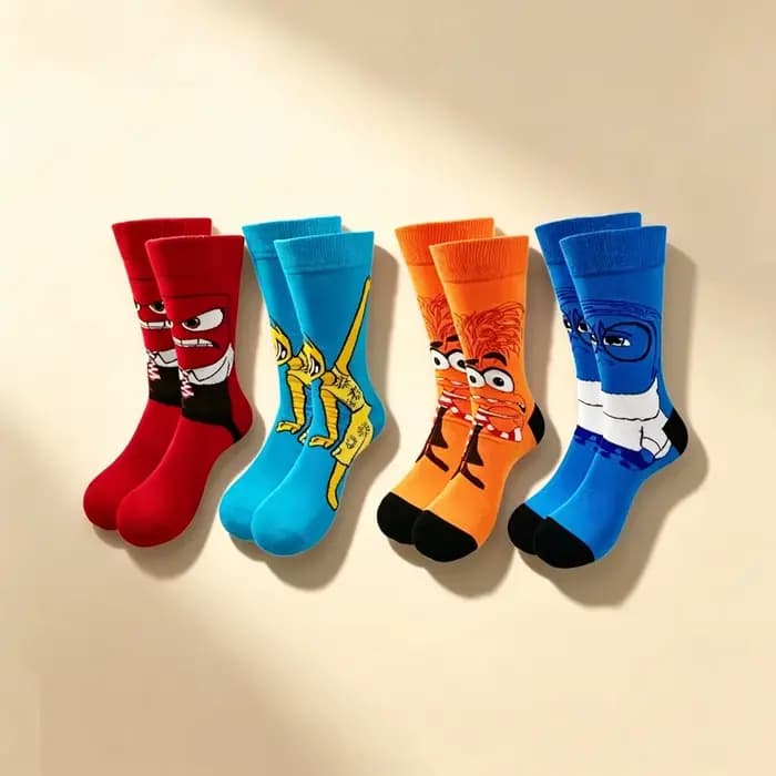 4 paires de chaussettes mi-tube pour femmes, à la mode, avec dessins animés Disney, personnalisées, 