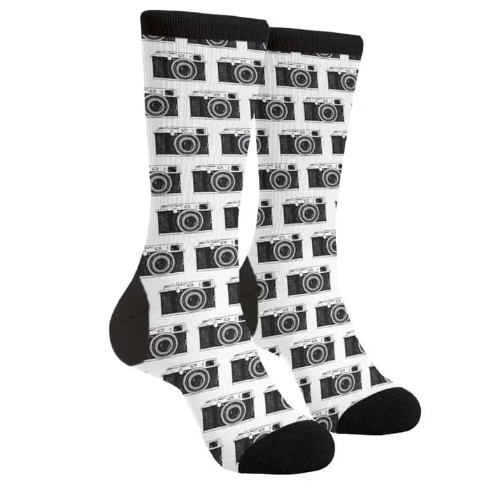 Chaussettes fantaisie pour hommes et femmes, appareil photo, décontracté, drôle, funky, mode