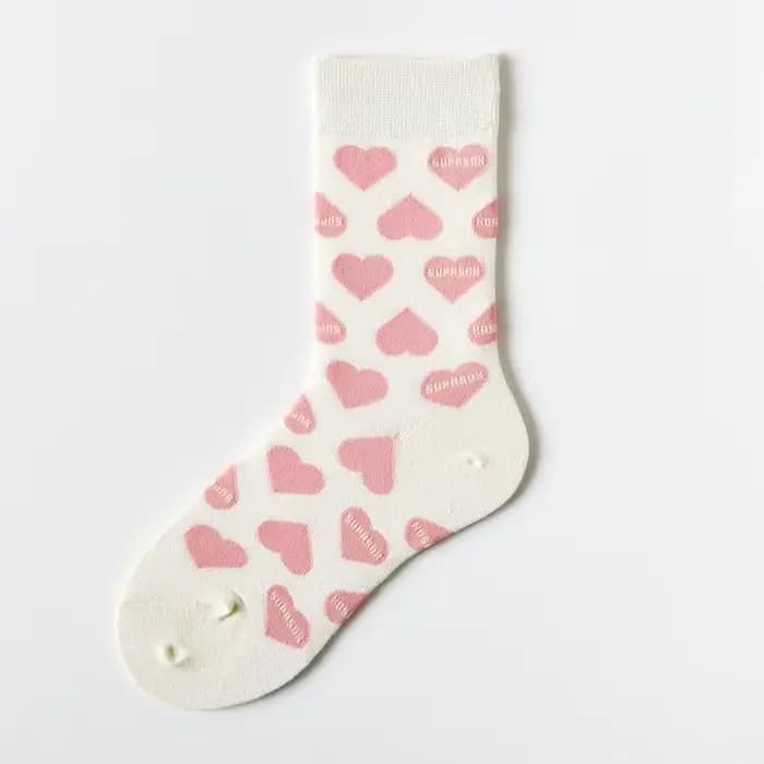 Nouvelles femmes chaussettes mignon amour avec coeur imprimé chaussette coton Harajuku Vintage heure