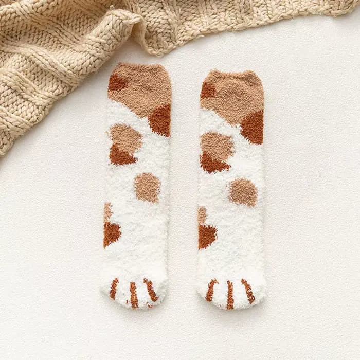 Femmes hiver chaud moelleux chaussettes mignon Animal griffe chat patte empreinte floue chaussettes 