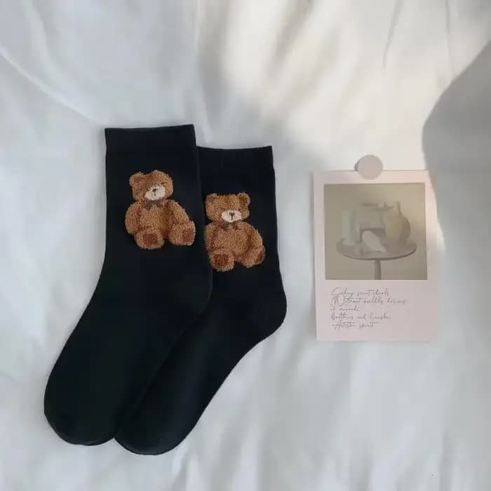 Chaussettes créatives ours brun pour femmes, tube moyen, japonais, mignon, petit, frais, sauvage, ét