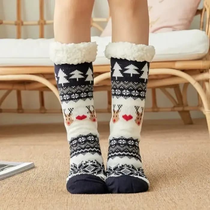 Chaussettes d'hiver chaudes pour femmes, en peluche de pingouin, douces, antidérapantes, chaussons c