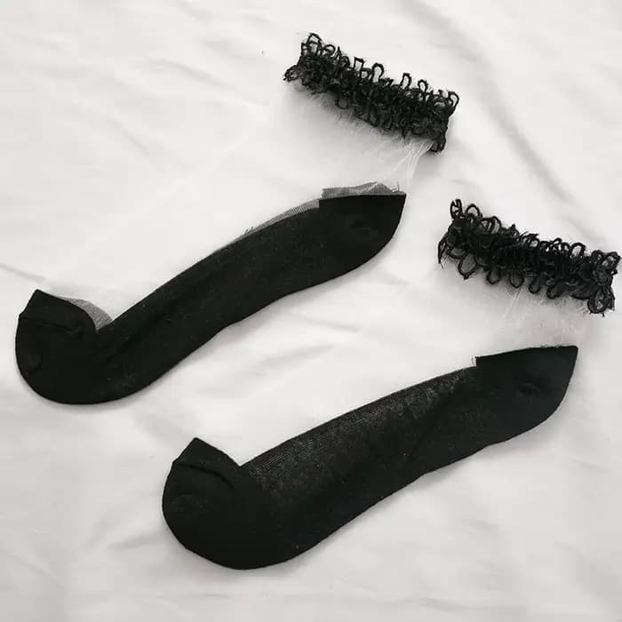 Chaussettes japonaises en dentelle pour femmes, chaussettes à la cheville, style Lolita, mignonnes e