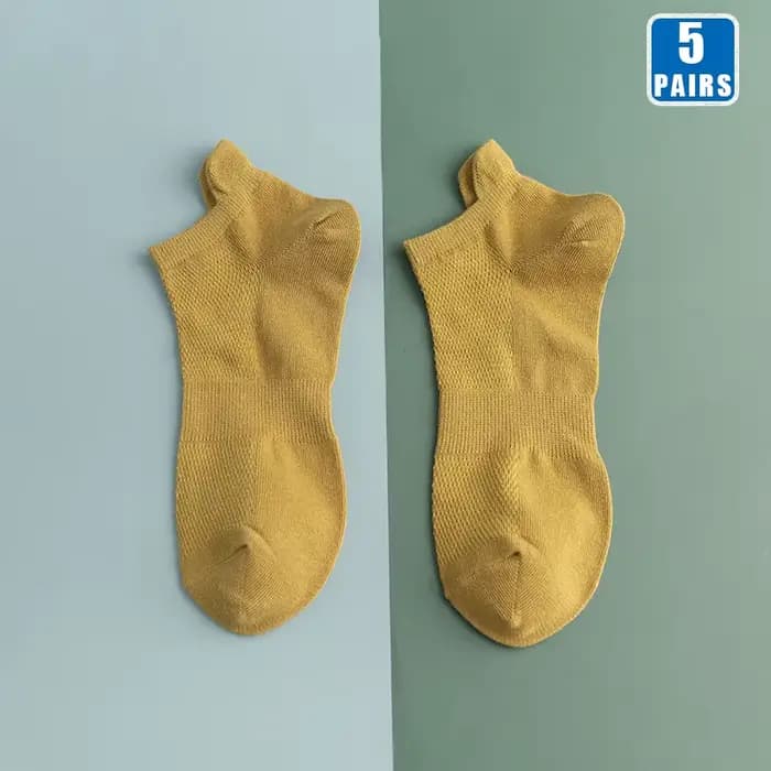 Chaussettes courtes en coton pour hommes, 5 paires, couleur unie, bonne qualité, respirantes, à la m