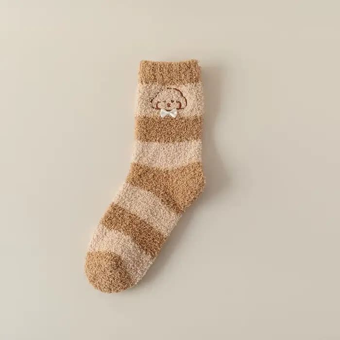 Chaussettes pour femmes en velours corail, épaisses, chaudes et amusantes, mi-mollet, couleur unie, 