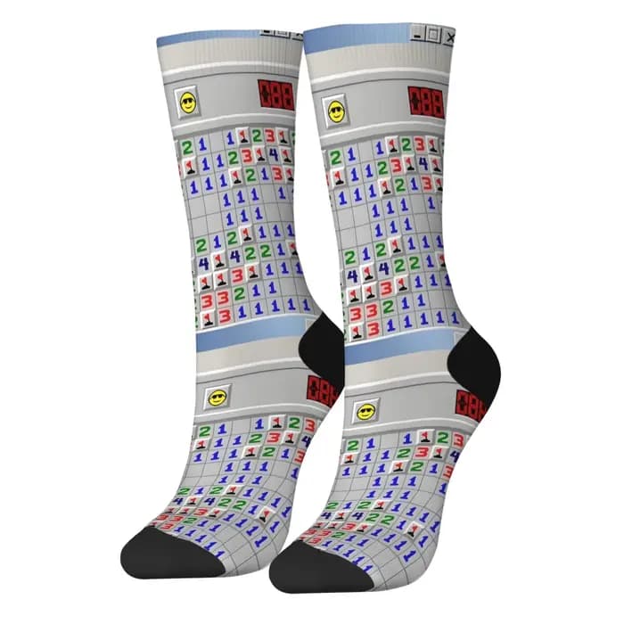 Minesweeper Fun Game Chaussettes pour hommes Hip Hop Happy Fashion Chaussettes Confortables Chausset