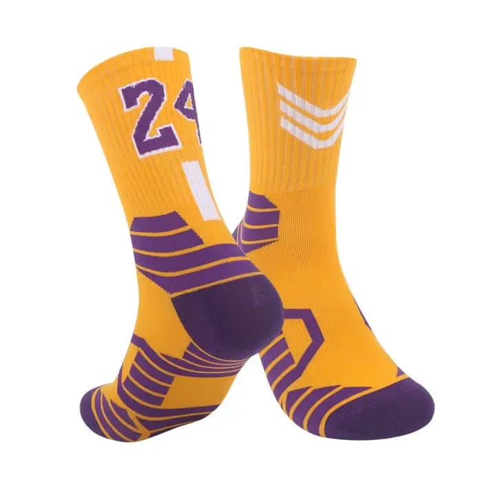 Chaussettes de basket-ball mi-baril coton chaussettes de sport absorbant la sueur badge chaussettes 