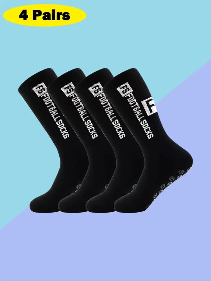4 paires de chaussettes de Football antidérapantes pour hommes, coussinets de préhension pour le Foo