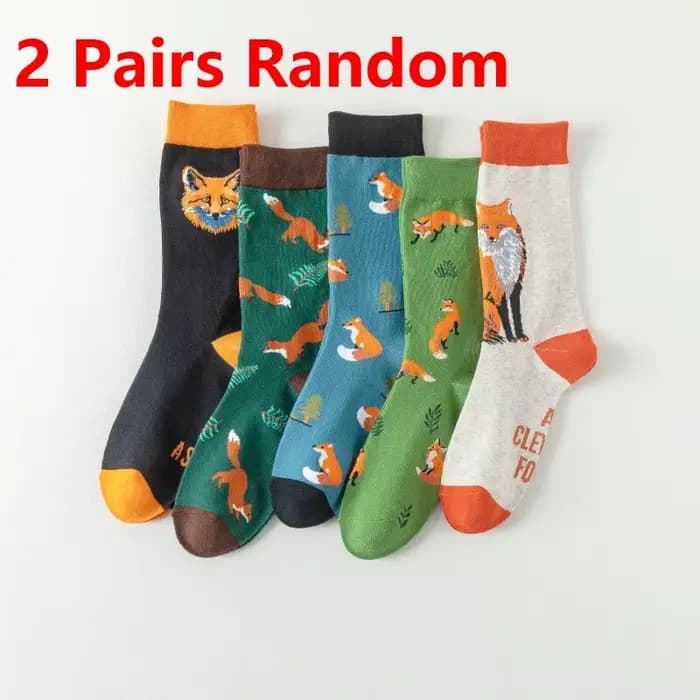 Chaussettes mignonnes pour femmes, série Animal renard de dessin animé, mode amusante, décontractées