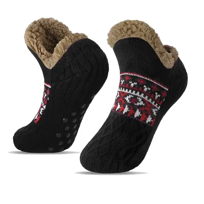 Chaussettes thermiques antidérapantes pour hommes et femmes, chaussettes d'intérieur chaudes en tric