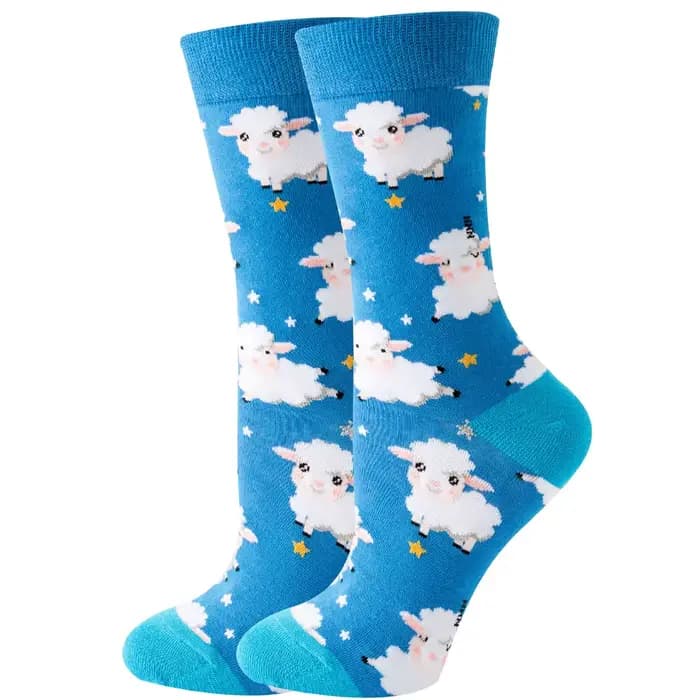 Chaussettes de sport en coton pour femmes, tube moyen créatif, motif animal et plante, chaussette mi