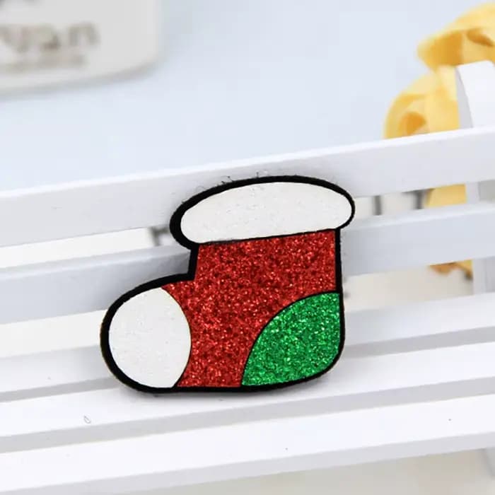 Chaussettes d'arbre de Noël scintillantes, chapeau de renne, appliques de père Noël, vêtements de br