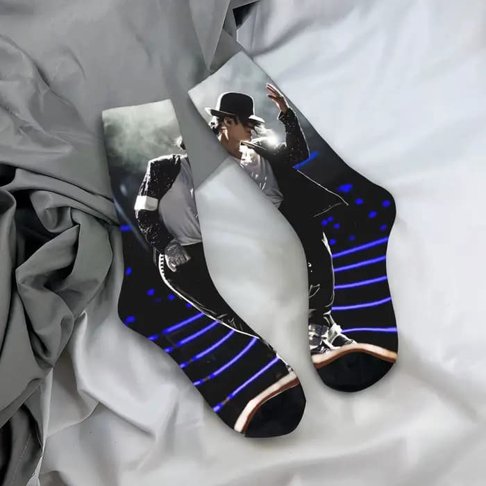 Chaussettes MJ King Of Pop Michael J-jackson, chaussettes d'hiver rétro pour hommes, chaussettes dou