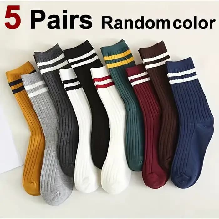 5/10/20/30 paires femmes rayé mi tube chaussettes à la mode couleur correspondant doux confortable a