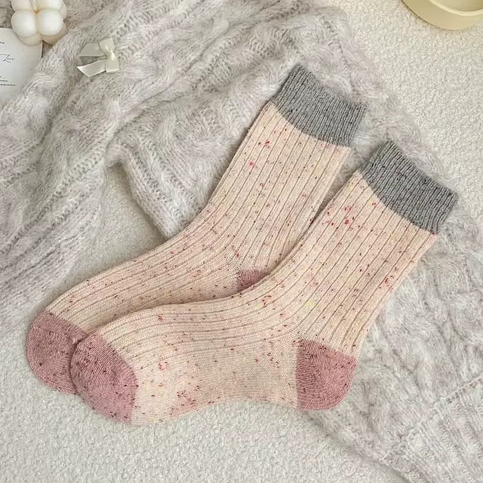Chaussettes en laine douce pour femmes, optique, rayures, document bonbon, mode coréenne, chaud, nou