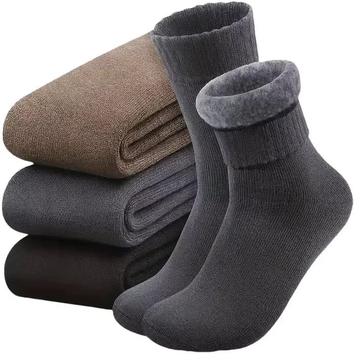 3 paires de chaussettes doublées thermiques pour hommes, chaussettes épaisses, douces et confortable