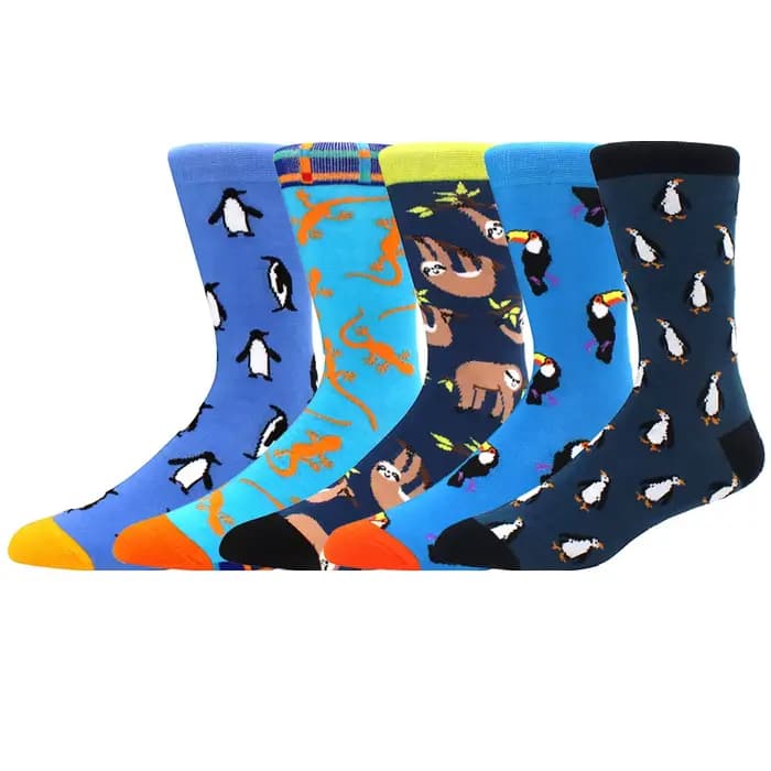 5 paires de chaussettes Tube moyen pour hommes, chaussettes d'affaires amusantes et décontractées, c