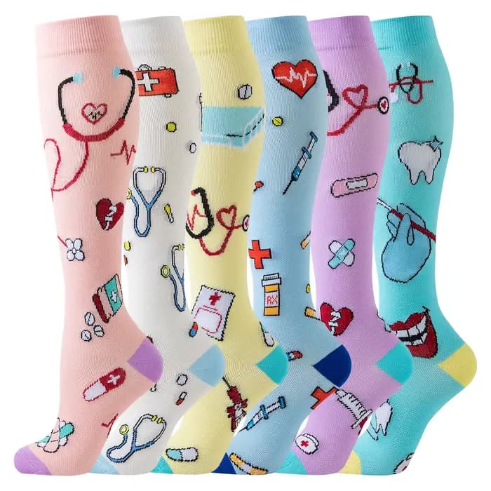 6 paires de chaussettes de Compression pour infirmières athlétiques à Circulation GRADUATED pour fem