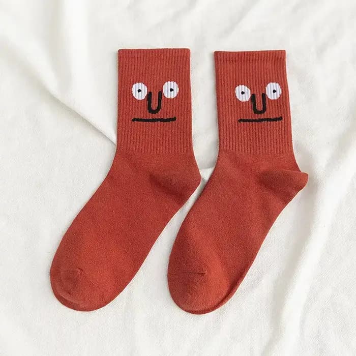 Chaussettes tendance coréennes Funky Harajuku pour femmes, chaussettes colorées à expressions amusan