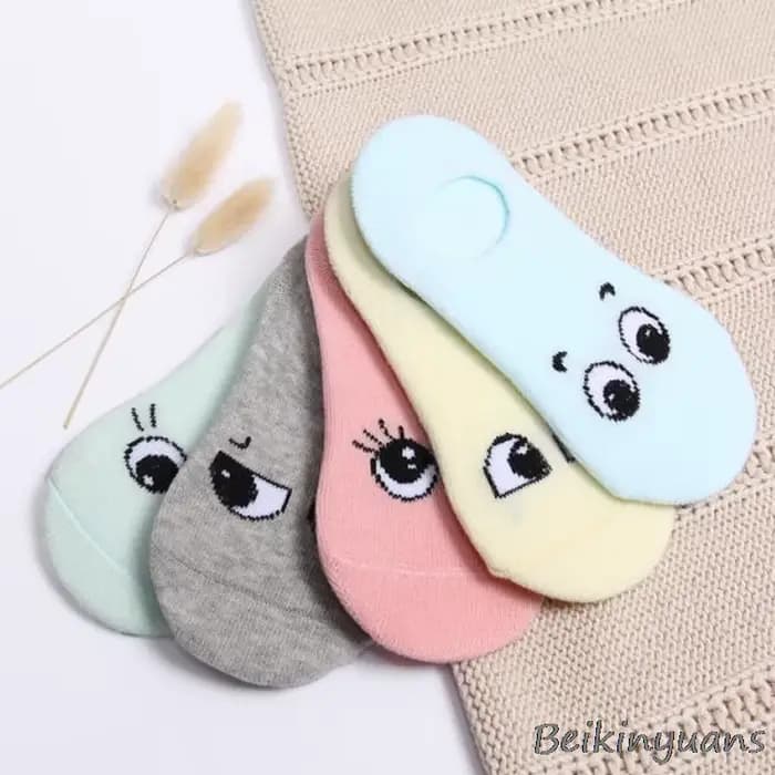 Chaussettes de bateau invisibles pour enfants, dessin animé, garçons, filles, voiture, grands yeux, 