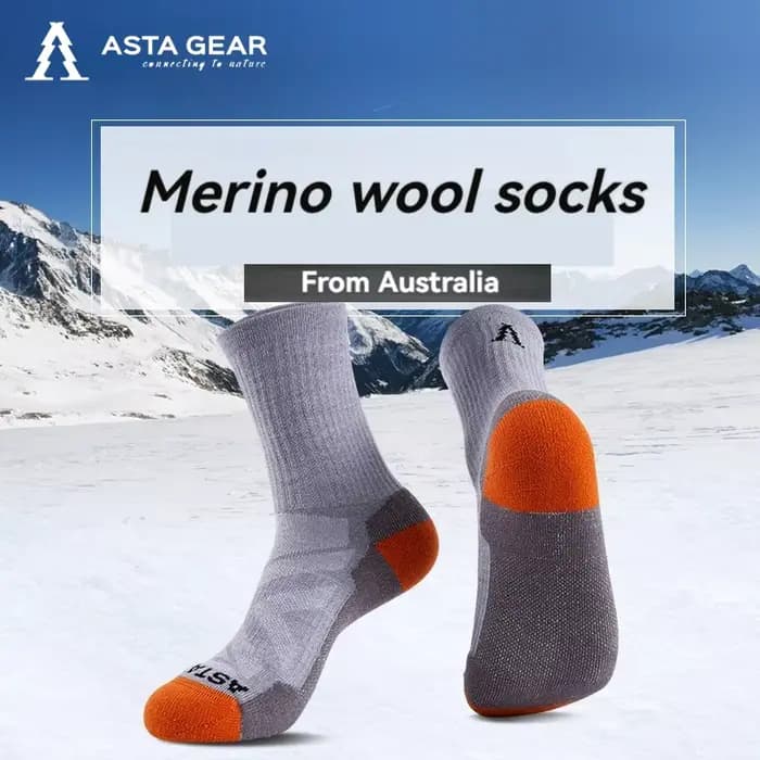 ASTA GEAR-Chaussettes Mi-sulfen Laine Mérinos, Chaudes, pour l'Extérieur, le Ski, la Randonnée, l'Es