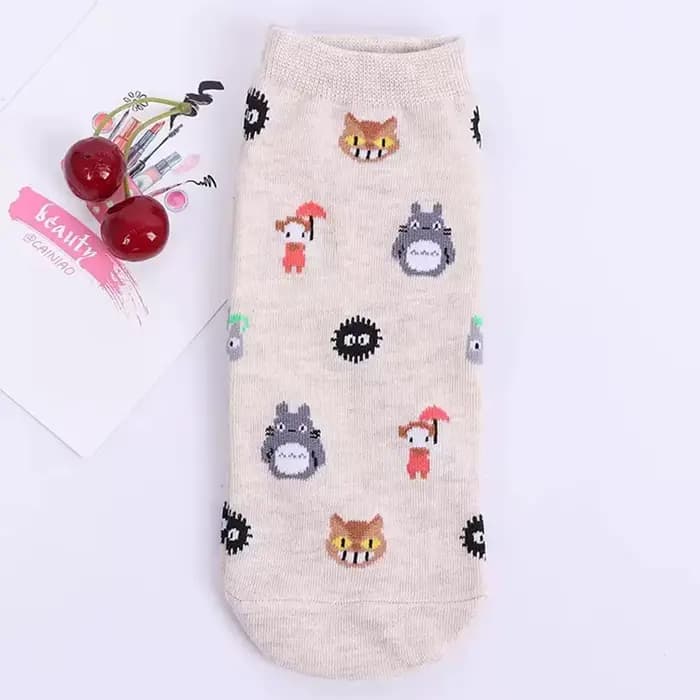 Chaussettes chat gris dessin animé japonais, chaussettes courtes Calcifer mignonnes, chaussettes Jij