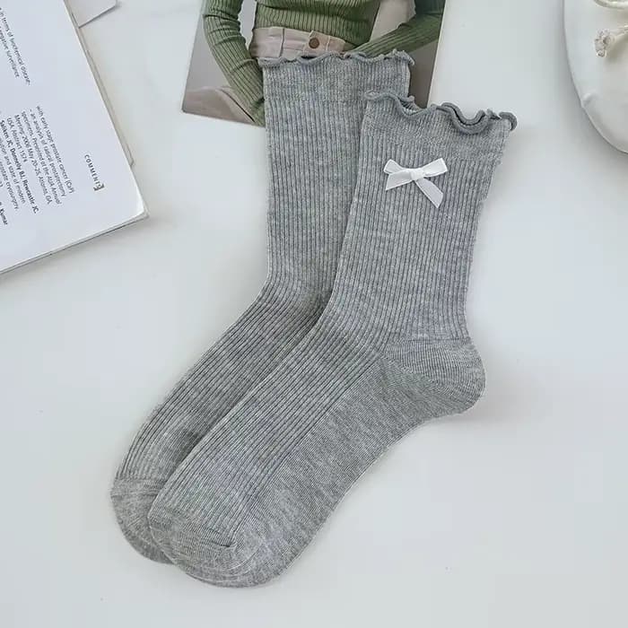 Chaussettes pour femmes, nouvelle collection, couleur bonbon, avec nœud, style décontracté, mode cor