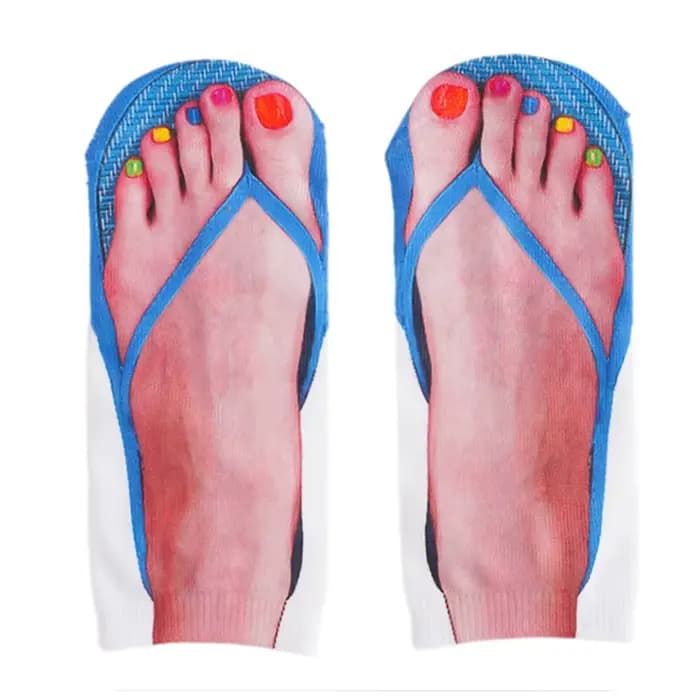 1 paire de chaussettes tongs à motif d'impression 3D, drôles pour femmes, tongs à la cheville, coupe
