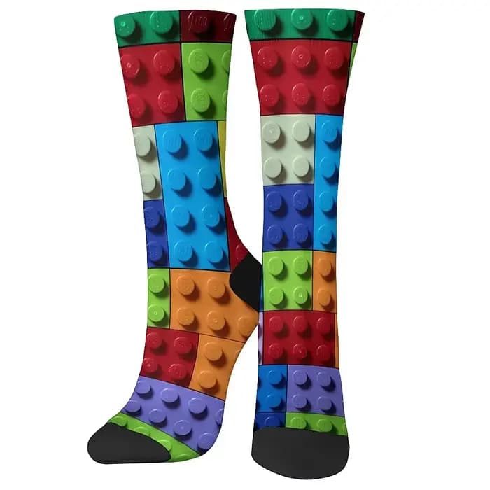 Chaussettes fantaisie en blocs de construction, chaussettes de compression amusantes, tendance hip h