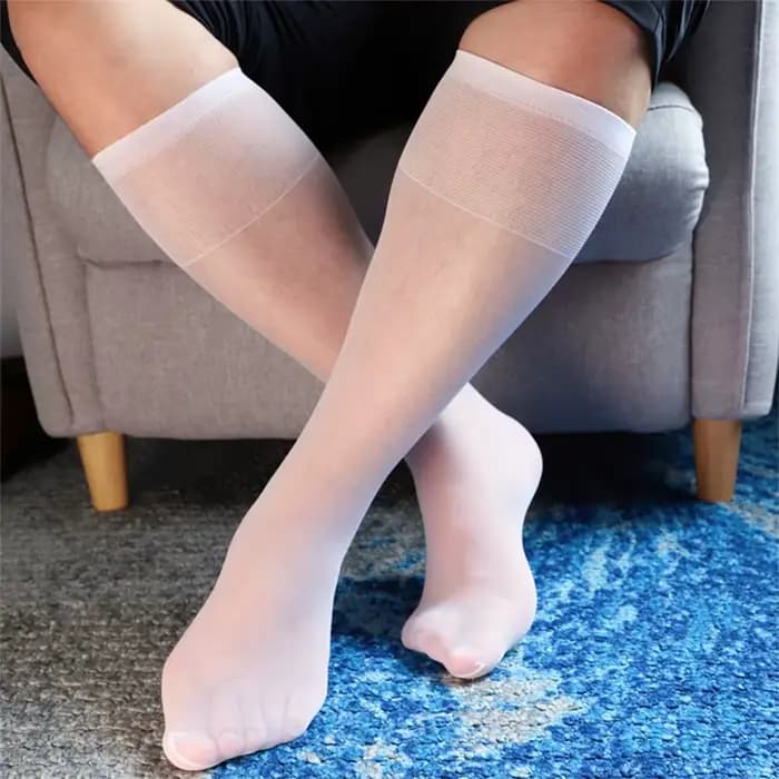 Chaussettes fines en nylon pour hommes, respirantes, décontractées, solides, élastiques, larges rayu