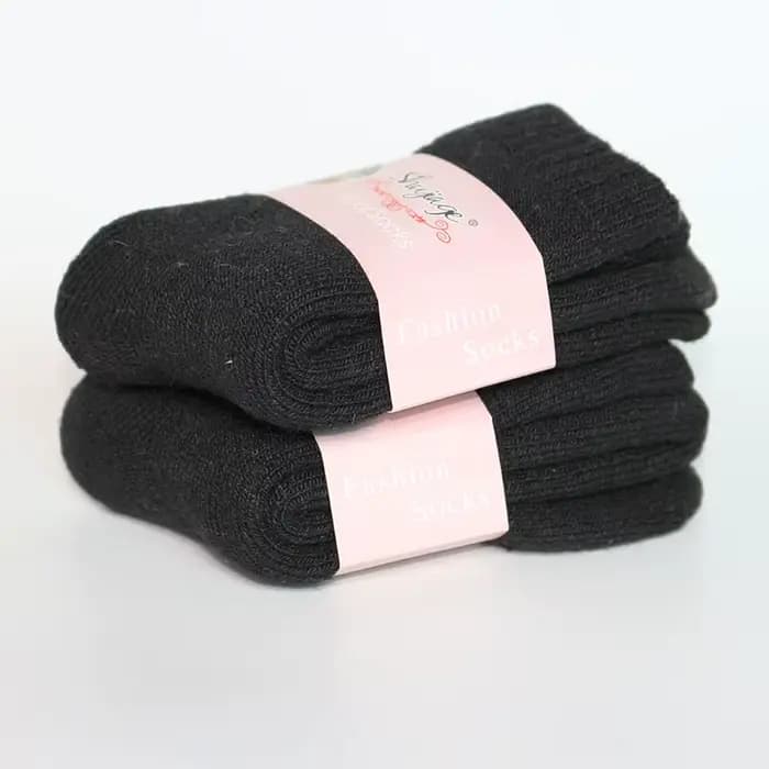 Chaussettes en laine épaisse et chaude pour femmes, décontractées, couleur Pure, en cachemire, 2 pai