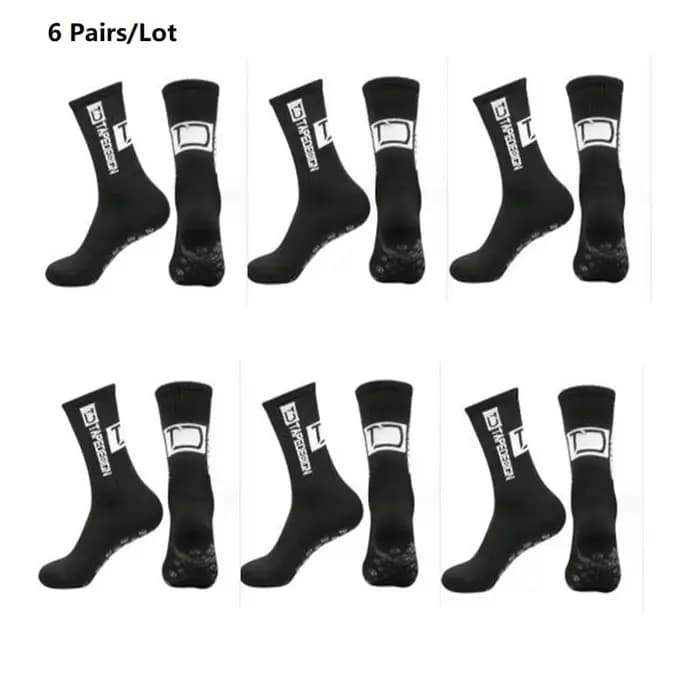 6 paires/lot 2024 nouveau ANTI SLIP Tapedesign chaussettes de Football mi-mollet antidérapant Footba