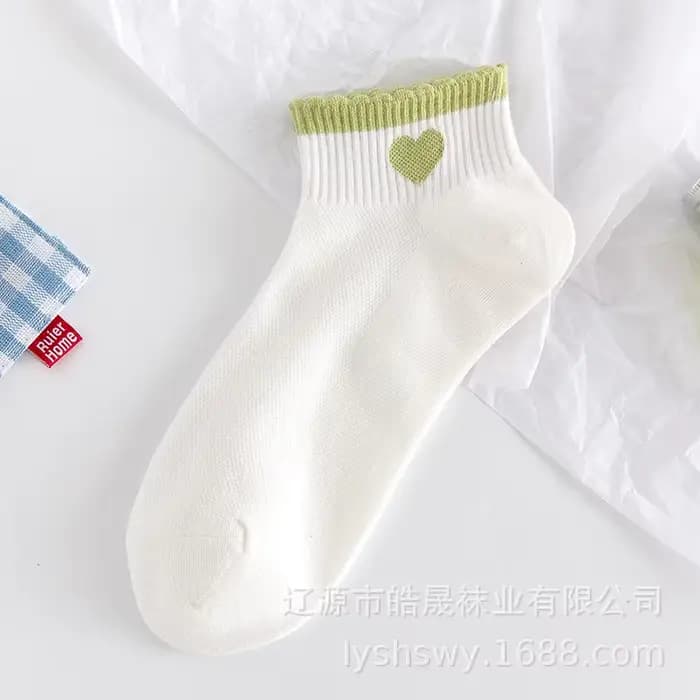Meias Sox – chaussettes courtes en coton doux pour femmes, style dessin animé, Kawaii, cœur, Harajuk