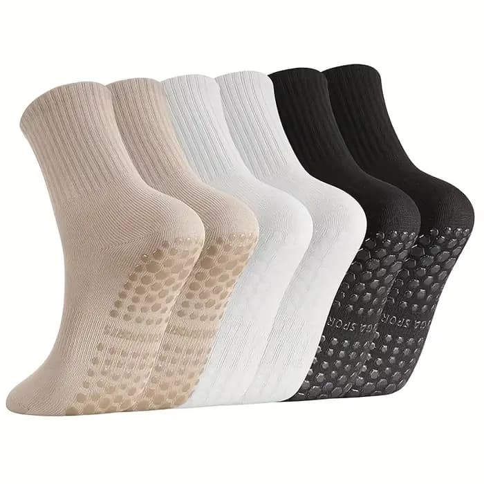 3 paires de chaussettes de Yoga pour femmes, chaussettes longues de Pilates pour femmes, chaussettes