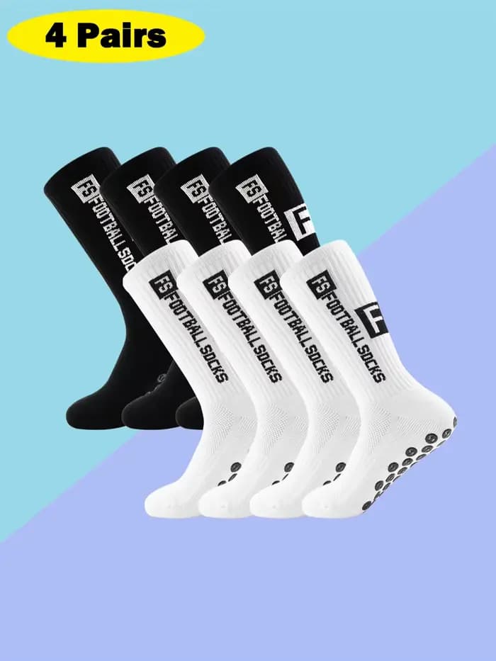 4 paires de nouvelles chaussettes de football collées à mi-tube FS pour l'entraînement sportif et la