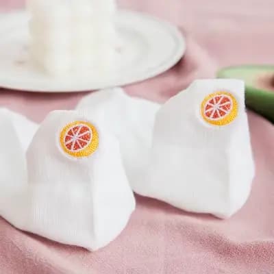 1 paire fraise pastèque pêche banane ananas chaussettes blanches femmes broderie Harajuku cheville c