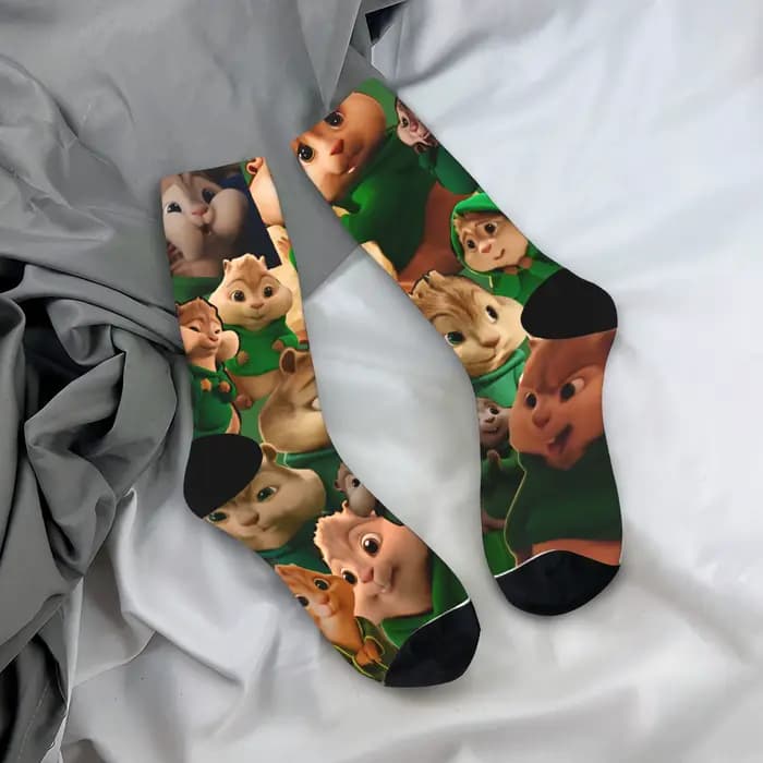 Chaussettes Alvin and the Chipmunk, chaussettes fantaisie pour hommes, chaussettes d'escalade de hau