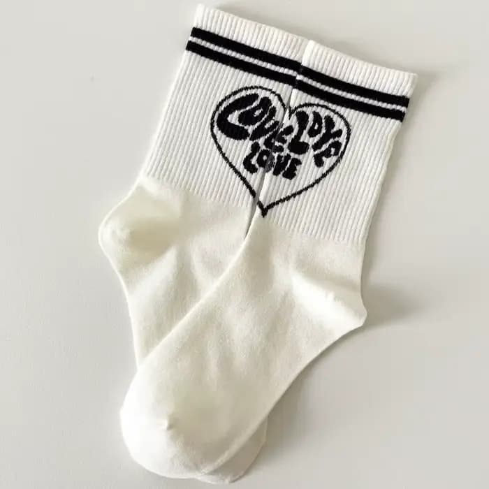Femme drôle rayé lettre coton chaussette Harajuku doux fleur imprimé Hip Hop blanc chaussettes de sp