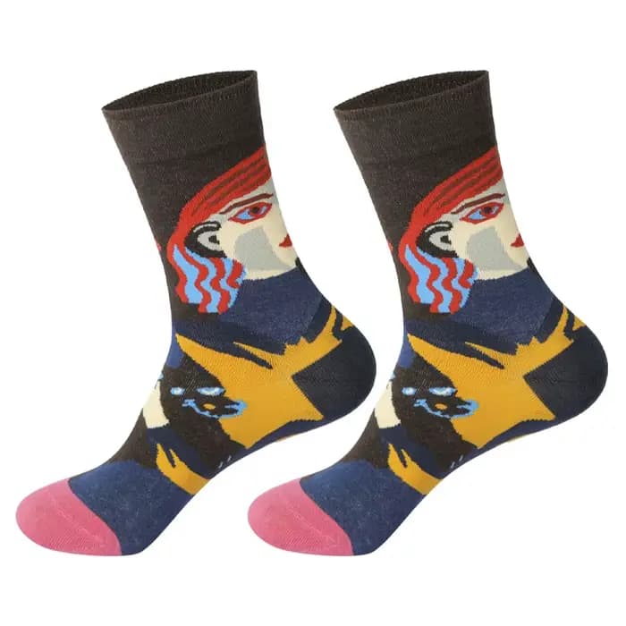 Unisexe peinture Style Harajuku coloré hommes chaussettes femmes 100 coton plein Art doux hommes Har