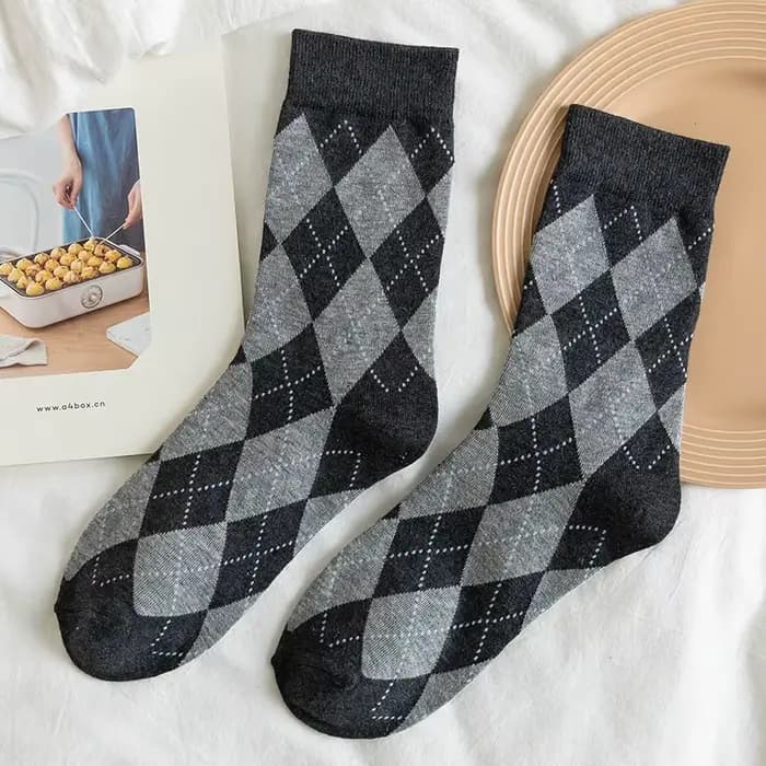 Bas Jacquard rétro Harajuku pour femmes, chaussettes en coton, diamant Latejacquard, doux, étudiant,