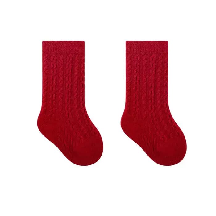 Chaussettes rouges épaisses d'hiver pour bébé, jambières rayées chaudes en peluche pour nouveau-né, 